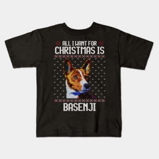 All I Want for Christmas is Basenji - Christmas Gift for Dog Lover Kids T-Shirt